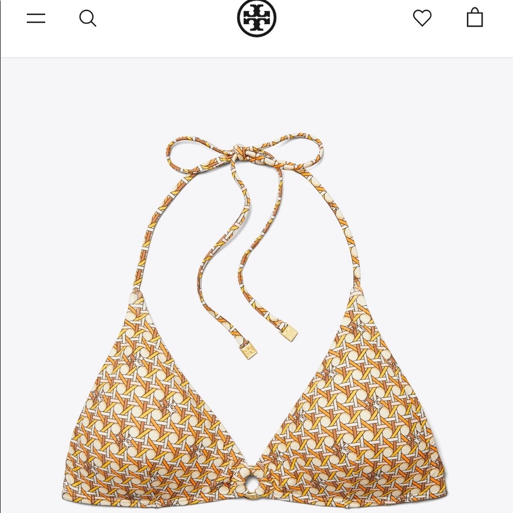 Tory Burch NWOT Basketweave printed ring bikini top SIZE XS